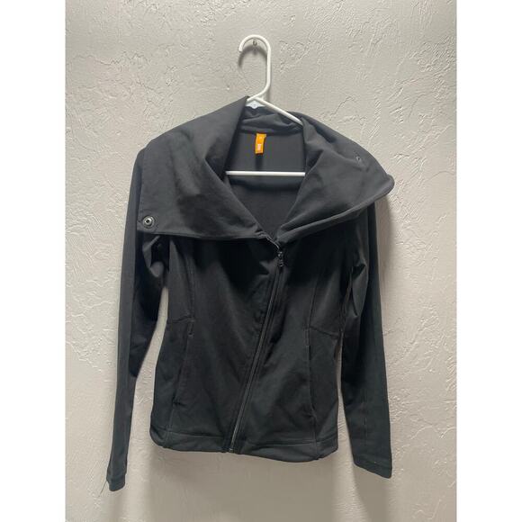 Lucy Black Long Sleeve Zip Up, Cowl style collar  Active, yoga, workout, walking - Picture 1 of 5